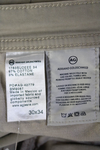 AG Adriano Goldschmied Men Beige Chinos Stretch Cotton Designer Size 30