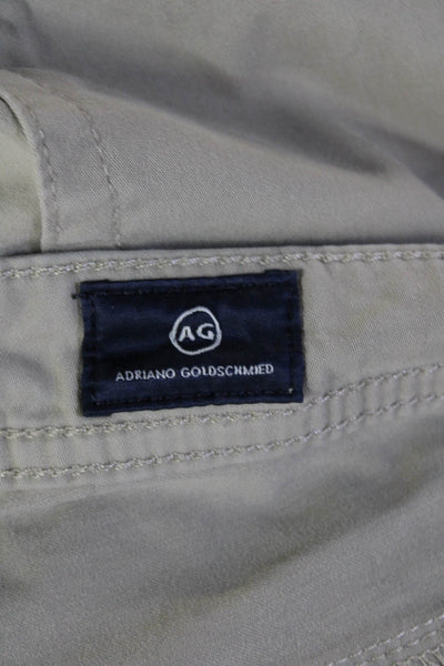 AG Adriano Goldschmied Men Beige Chinos Stretch Cotton Designer Size 30