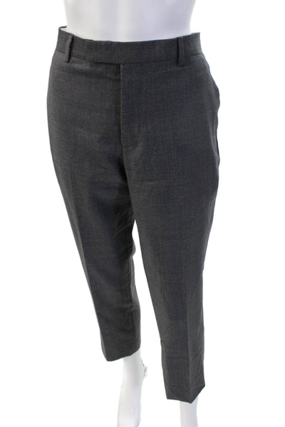 Paul Smith Mens Cropped Ankle Dress Pants Dark Gray Wool Button Size M