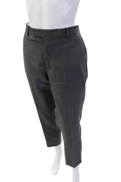 Paul Smith Mens Cropped Ankle Dress Pants Dark Gray Wool Button Size M