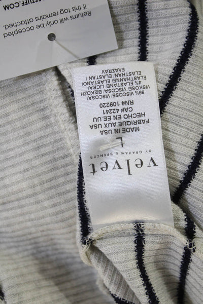 Velvet by Graham & Spencer Unisex White Striped V-Neck Cardigan Size L