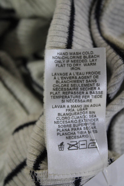 Velvet by Graham & Spencer Unisex White Striped V-Neck Cardigan Size L