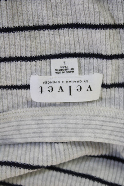 Velvet by Graham & Spencer Unisex White Striped V-Neck Cardigan Size L