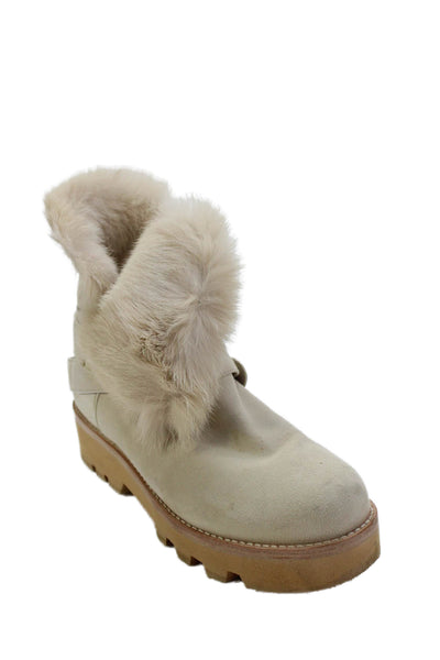 Rachel Zoe Womens Suede Shearling Lined Ankle Boots Sand Beige Size 9.5 Medium