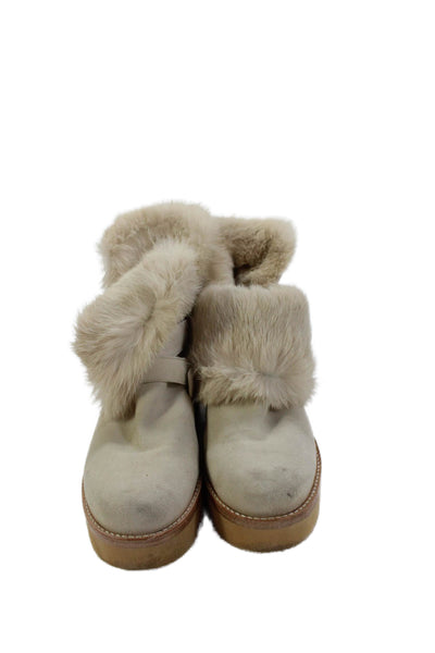 Rachel Zoe Womens Suede Shearling Lined Ankle Boots Sand Beige Size 9.5 Medium