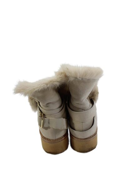 Rachel Zoe Womens Suede Shearling Lined Ankle Boots Sand Beige Size 9.5 Medium