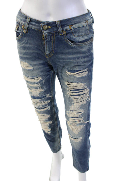R13 Womens Skinny Cropped Blue Jeans Size 24
