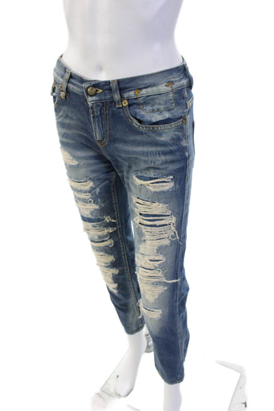 R13 Womens Skinny Cropped Blue Jeans Size 24