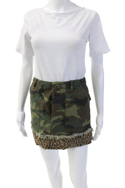 R13 Women Cargo Mini Skirt Green Camo Size 25