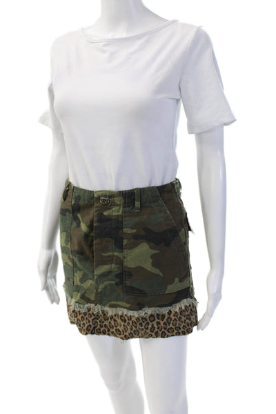 R13 Women Cargo Mini Skirt Green Camo Size 25