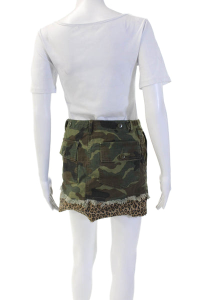 R13 Women Cargo Mini Skirt Green Camo Size 25