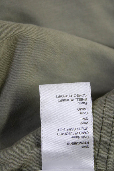 R13 Women Cargo Mini Skirt Green Camo Size 25