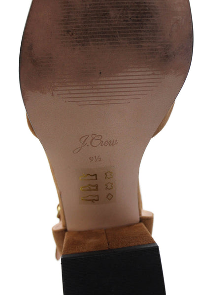 J Crew Women's Open Toe Suede Block Heels Buckle Sandals Brown Size 9.5