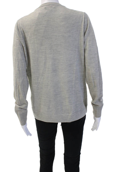 J Crew Unisex Pullover Sweater Gray 100% Merino Wool Crew Neck Zip Size L