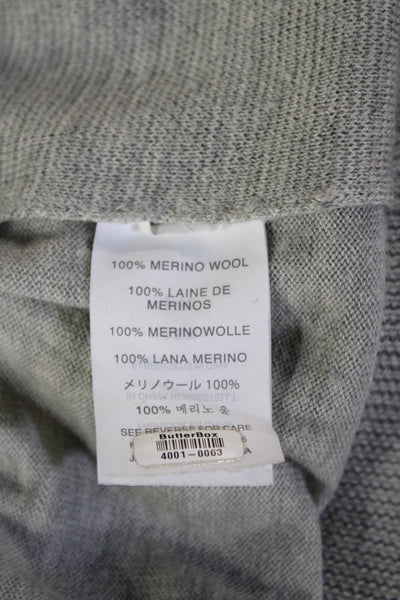 J Crew Unisex Pullover Sweater Gray 100% Merino Wool Crew Neck Zip Size L