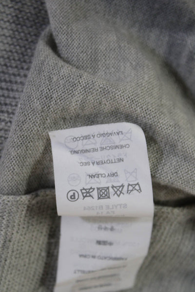 J Crew Unisex Pullover Sweater Gray 100% Merino Wool Crew Neck Zip Size L