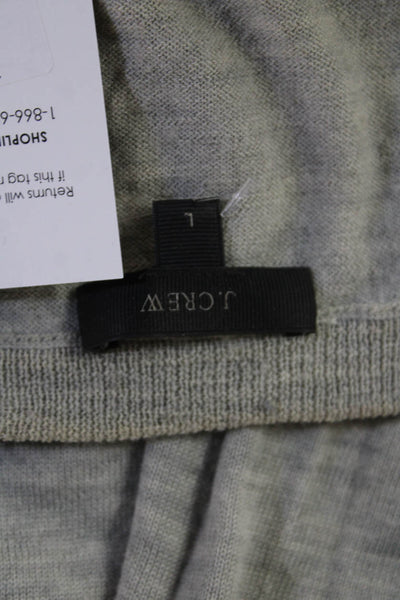 J Crew Unisex Pullover Sweater Gray 100% Merino Wool Crew Neck Zip Size L