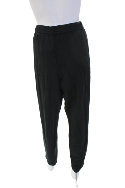Garnet Hill Womens Harem Paperbag Pants Black Drawstring Tencel Spandex Size L