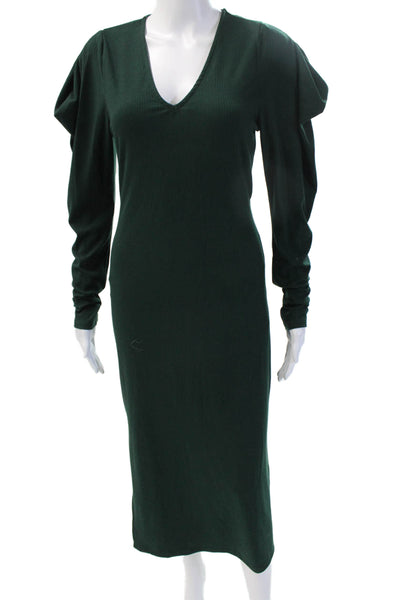 Aqua Womens Sweater Dress Green V-Neck Long Sleeve Classic Size M