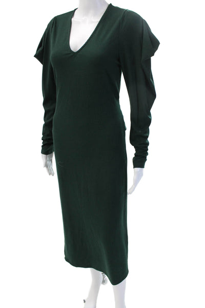 Aqua Womens Sweater Dress Green V-Neck Long Sleeve Classic Size M