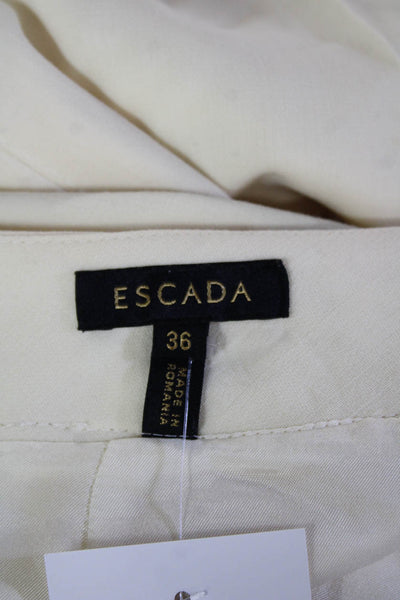 Escada Women Cropped Wool Dress Pants Beige Size 36