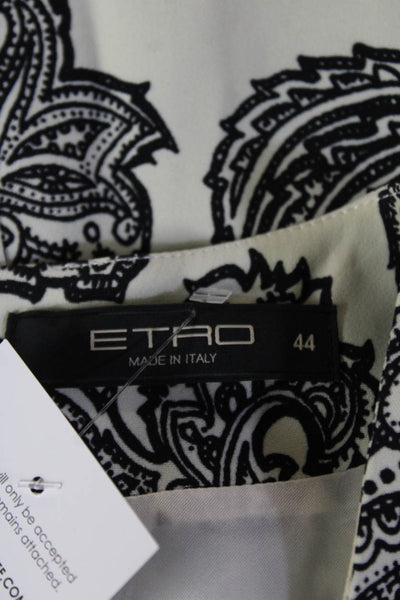 Etro Women Sheath Dress Beige Square Neck 3/4 Sleeve Knee Length Size 44