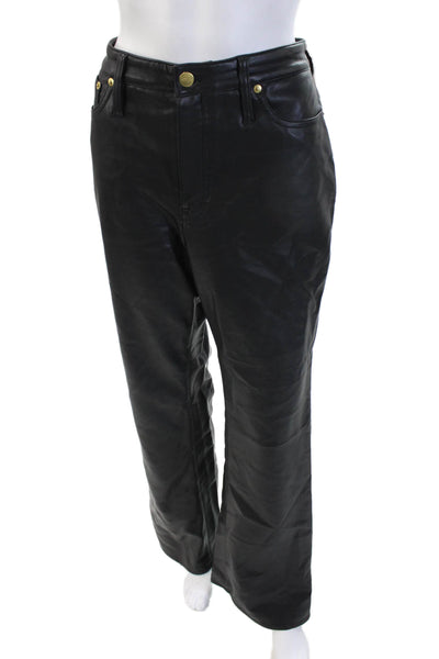 J Crew Mens Biker Black Polyurethane Pants Button Closure Size 30