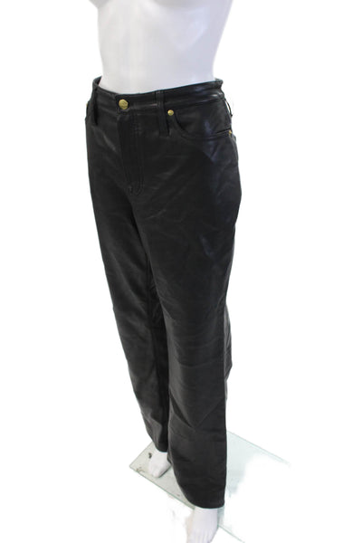 J Crew Mens Biker Black Polyurethane Pants Button Closure Size 30