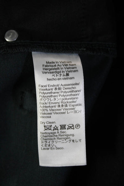 J Crew Mens Biker Black Polyurethane Pants Button Closure Size 30