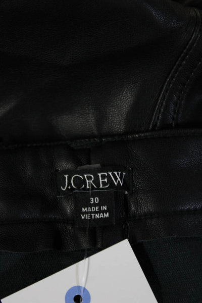 J Crew Mens Biker Black Polyurethane Pants Button Closure Size 30