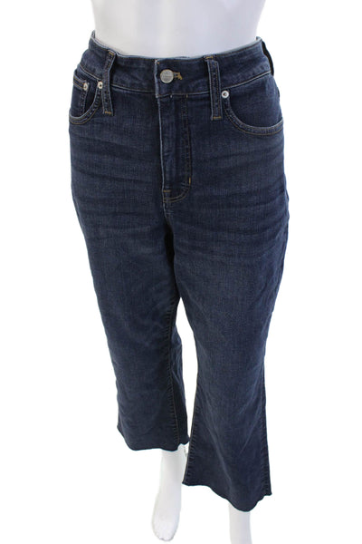J Crew Women Cropped Wide Leg Dark Blue High Rise Jeans Size 30