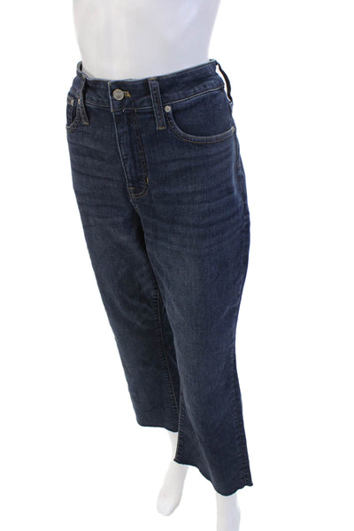 J Crew Women Cropped Wide Leg Dark Blue High Rise Jeans Size 30