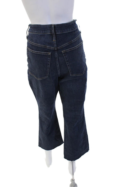 J Crew Women Cropped Wide Leg Dark Blue High Rise Jeans Size 30