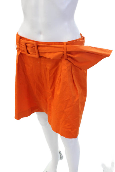 Oscar de la Renta Womens A-Line Pleated Orange Skirt Size 10