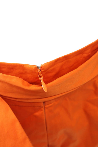 Oscar de la Renta Womens A-Line Pleated Orange Skirt Size 10