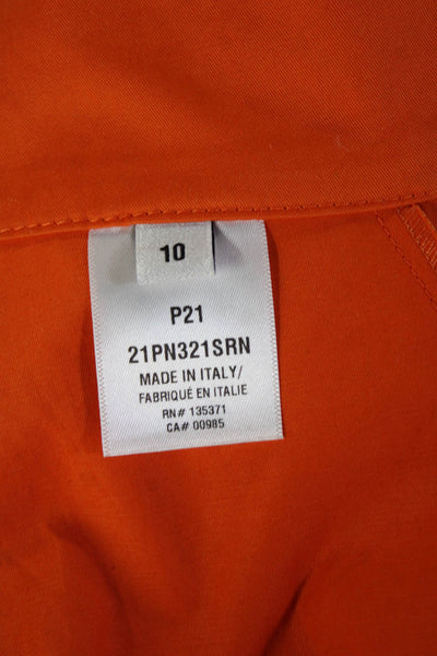 Oscar de la Renta Womens A-Line Pleated Orange Skirt Size 10