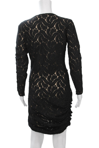 ALC Women Bodycon Mini Dress Black Long Sleeve Round Neck Size M