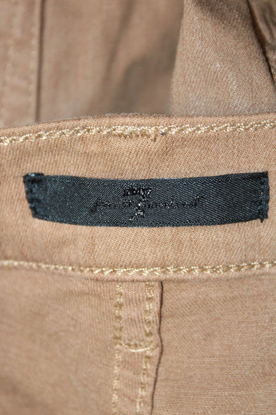 7 For All Mankind Womens Cropped Khaki Pants Brown Button 26in Inseam Size 29