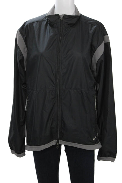Nike Mens Black Windbreaker Zip High Neck Long Sleeve Polyester Size M