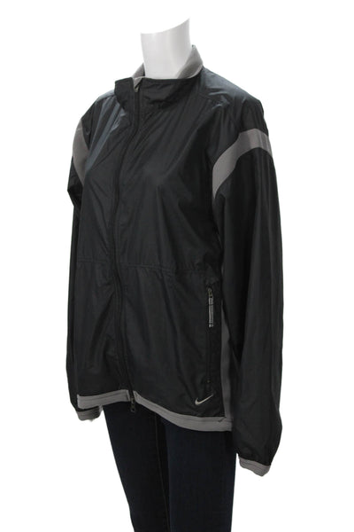 Nike Mens Black Windbreaker Zip High Neck Long Sleeve Polyester Size M
