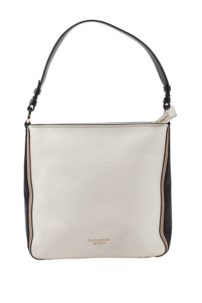 Kate Spade New York Womens Leather Gold Tone Crossbody Shoulder Handbag White