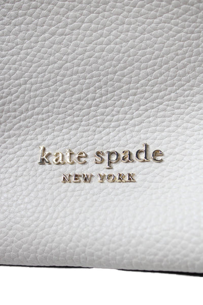 Kate Spade New York Womens Leather Gold Tone Crossbody Shoulder Handbag White