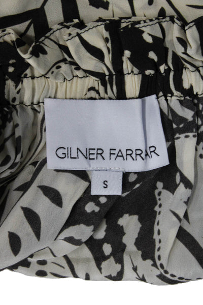 Gilner Farrar Women Beige Floral V-Neck 3/4 Sleeve Viscose Blouse Size S