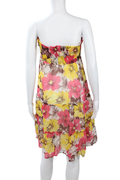 Banjanan Women Sundress Trapeze Swing Floral Brown Viscose Sleeveless Size S