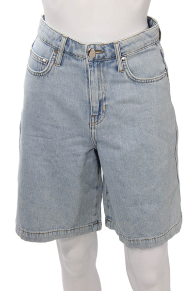 Derek Lam 10 Crosby Unisex Bermuda Shorts Light Blue Button Size 25