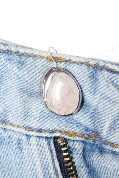 Derek Lam 10 Crosby Unisex Bermuda Shorts Light Blue Button Size 25