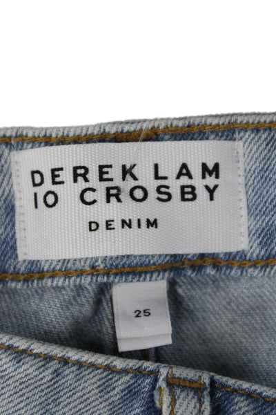 Derek Lam 10 Crosby Unisex Bermuda Shorts Light Blue Button Size 25
