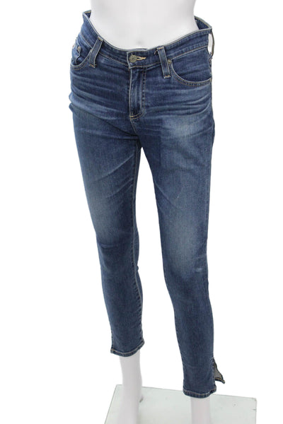 AG-ED Denim Womens Ankle Skinny Jeans Dark Blue High Rise Button Size 25