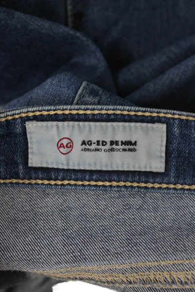 AG-ED Denim Womens Ankle Skinny Jeans Dark Blue High Rise Button Size 25