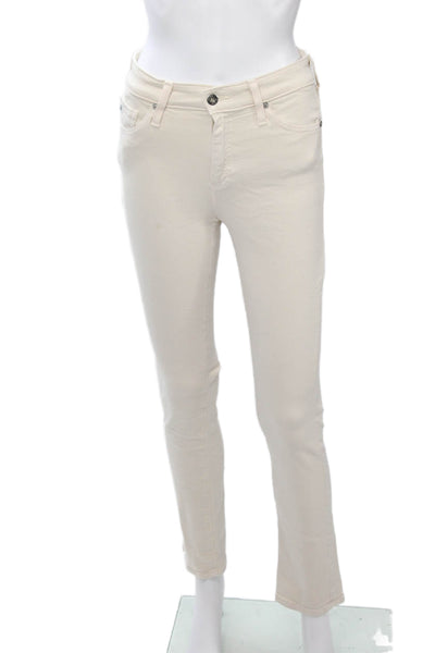 AG Adriano Goldschmied Womens Beige High Rise Jeggings Button Fly Size 25